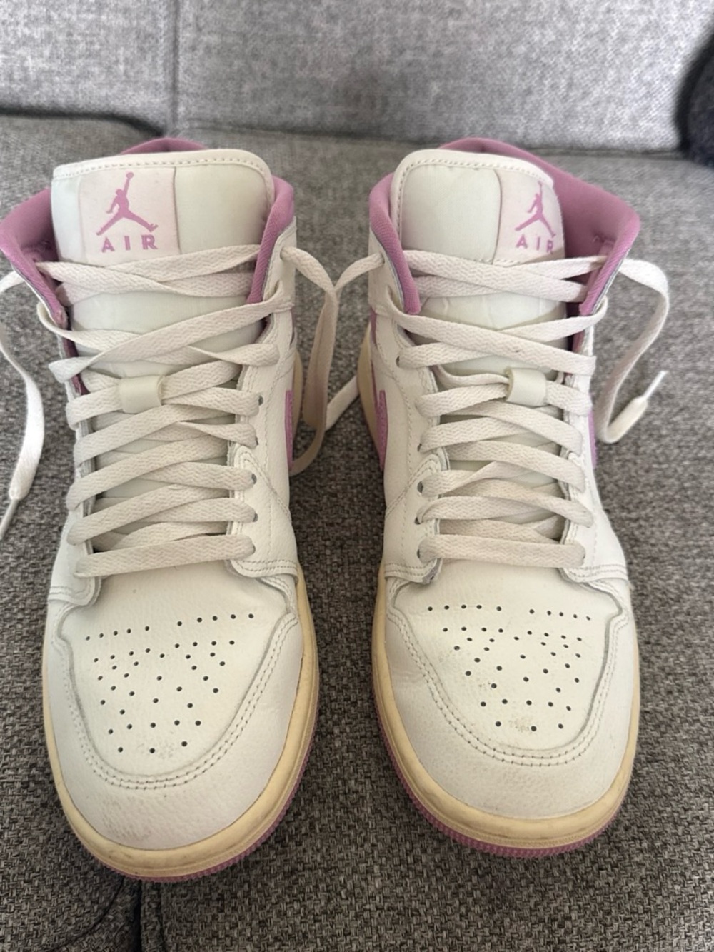 Nike Mid-Top Sneakers in Cream and Pink